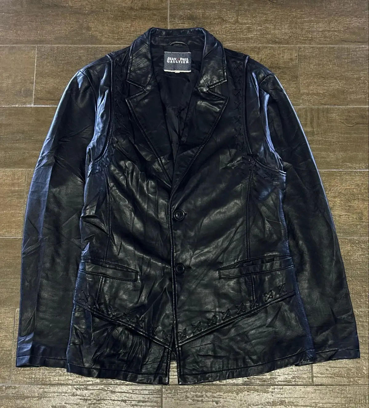 Jean Paul Gaultier Black Leather Blazer Size L