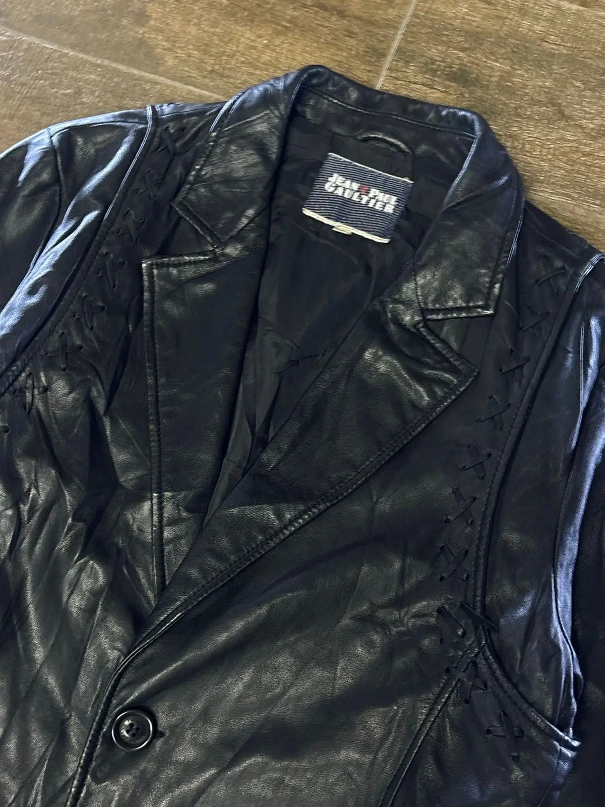 Jean Paul Gaultier Black Leather Blazer Size L