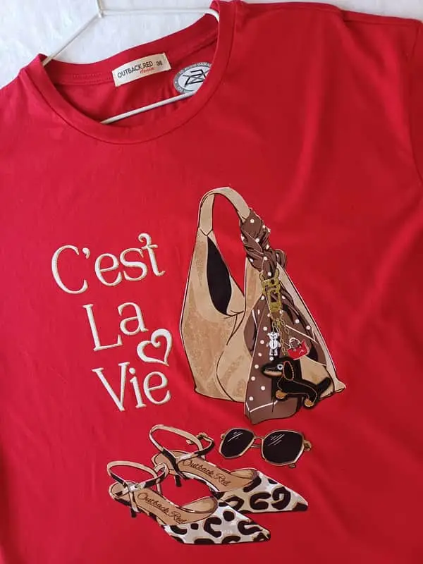 Brand New Truworths C’est La Vie Red Graphic T-Shirt | Size 36