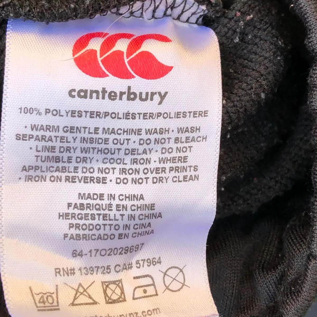 Canterbury Black Track Pants Medium