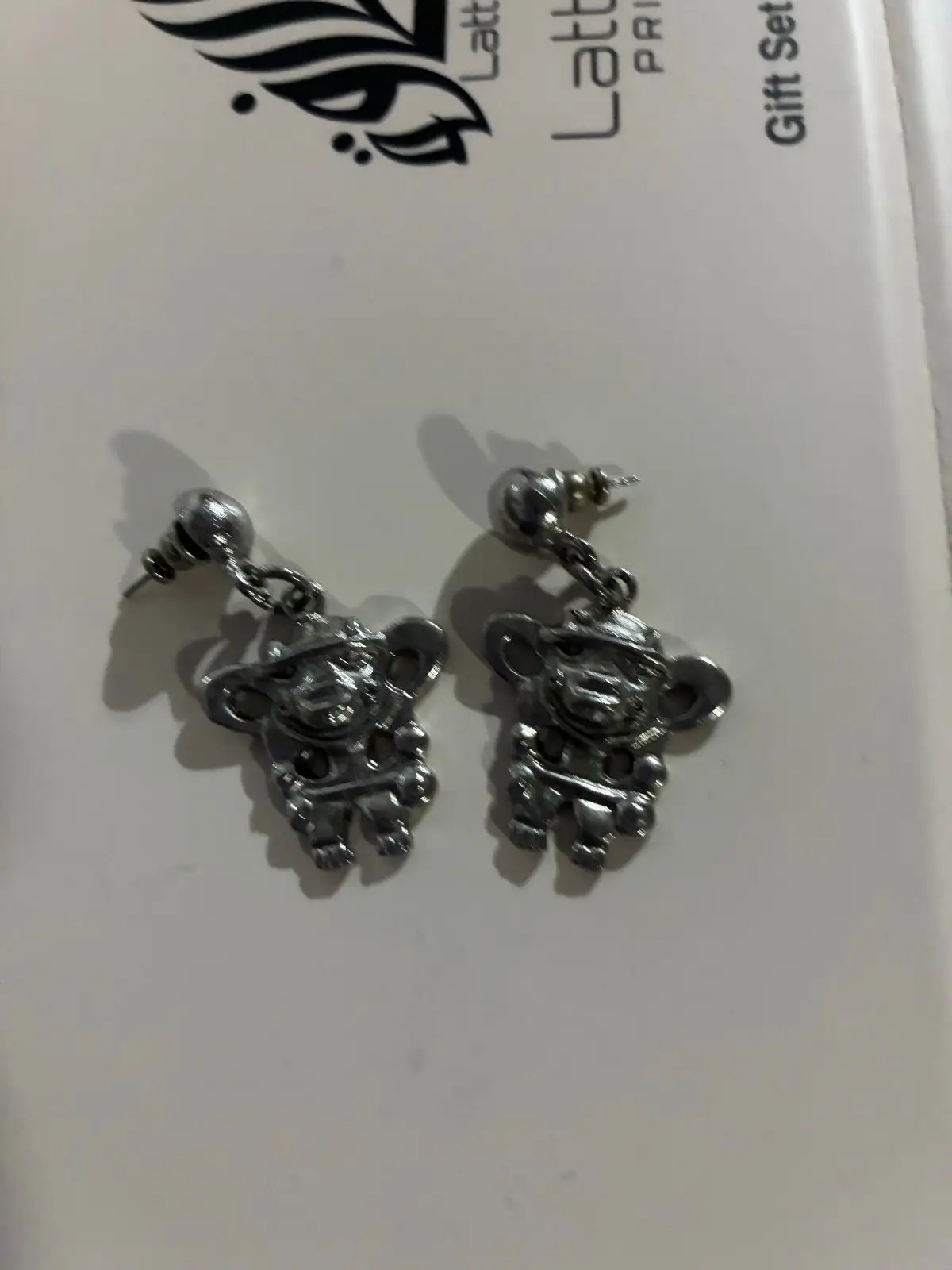 Vintage Silver-Tone Character Dangle Earrings