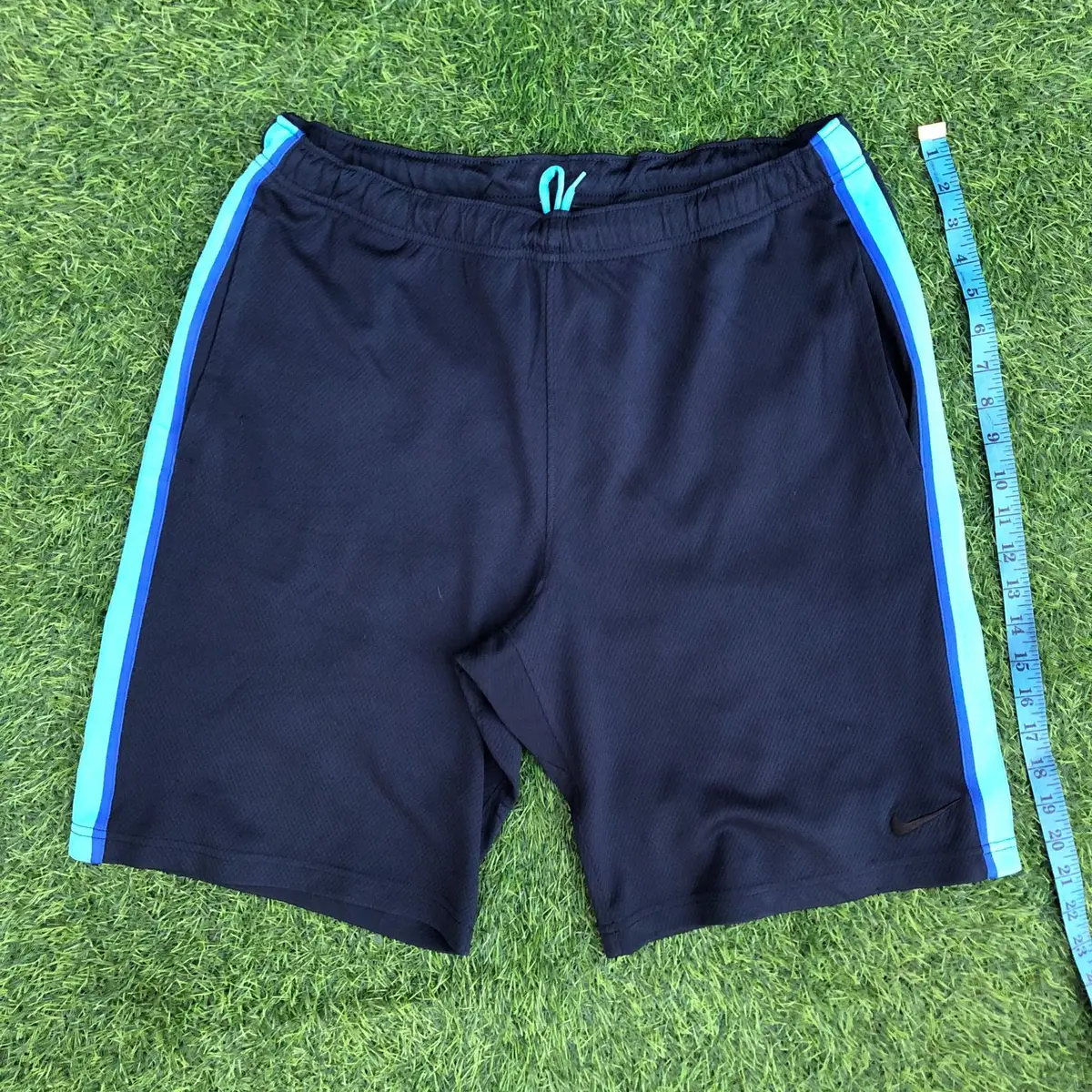 Nike Athletic Shorts Black with Blue Side Stripes