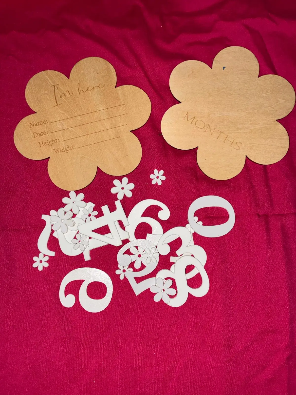 Wooden Baby Milestone Flower Boards and Numbers