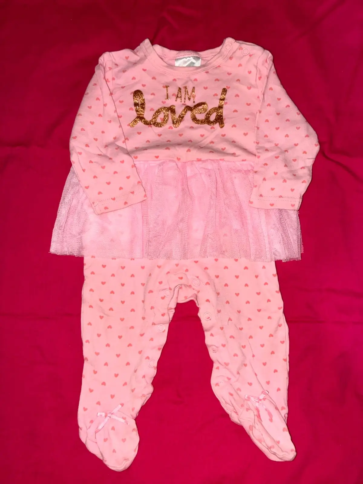 Pink I Am Loved Tutu Bodysuit and Leggings Set