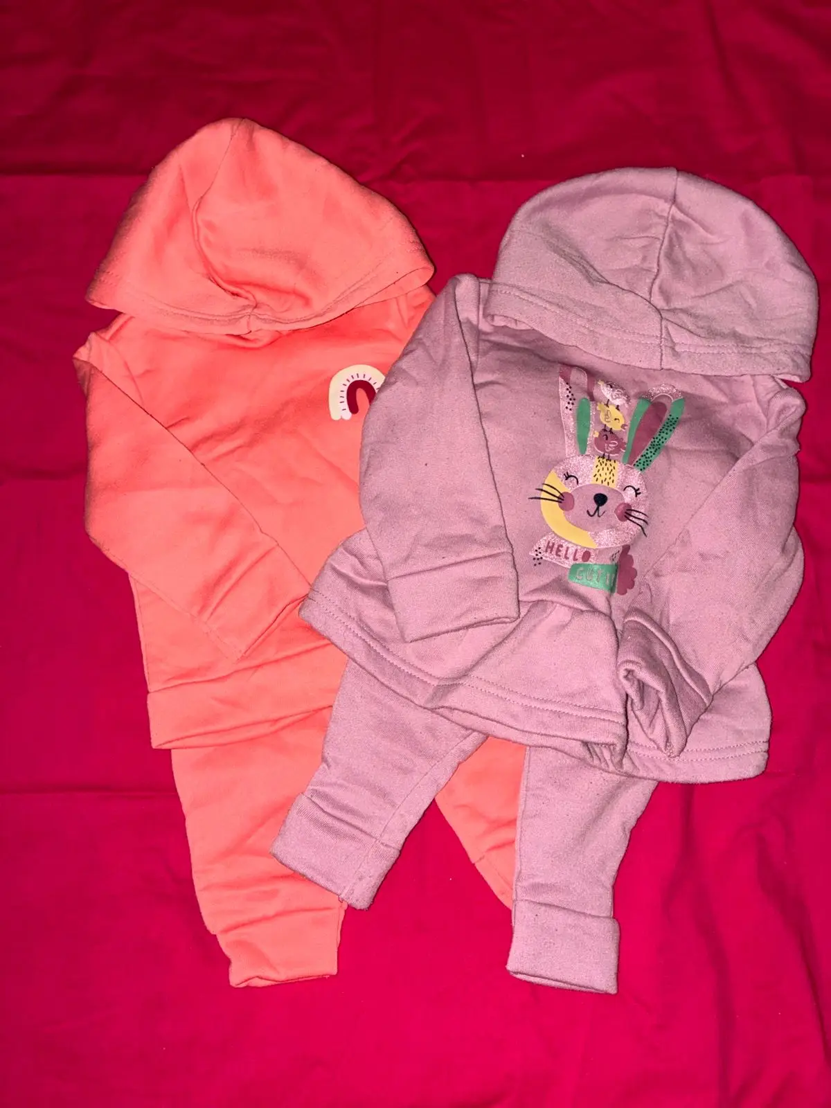 Baby Coral Hoodie and Pants Outfit
