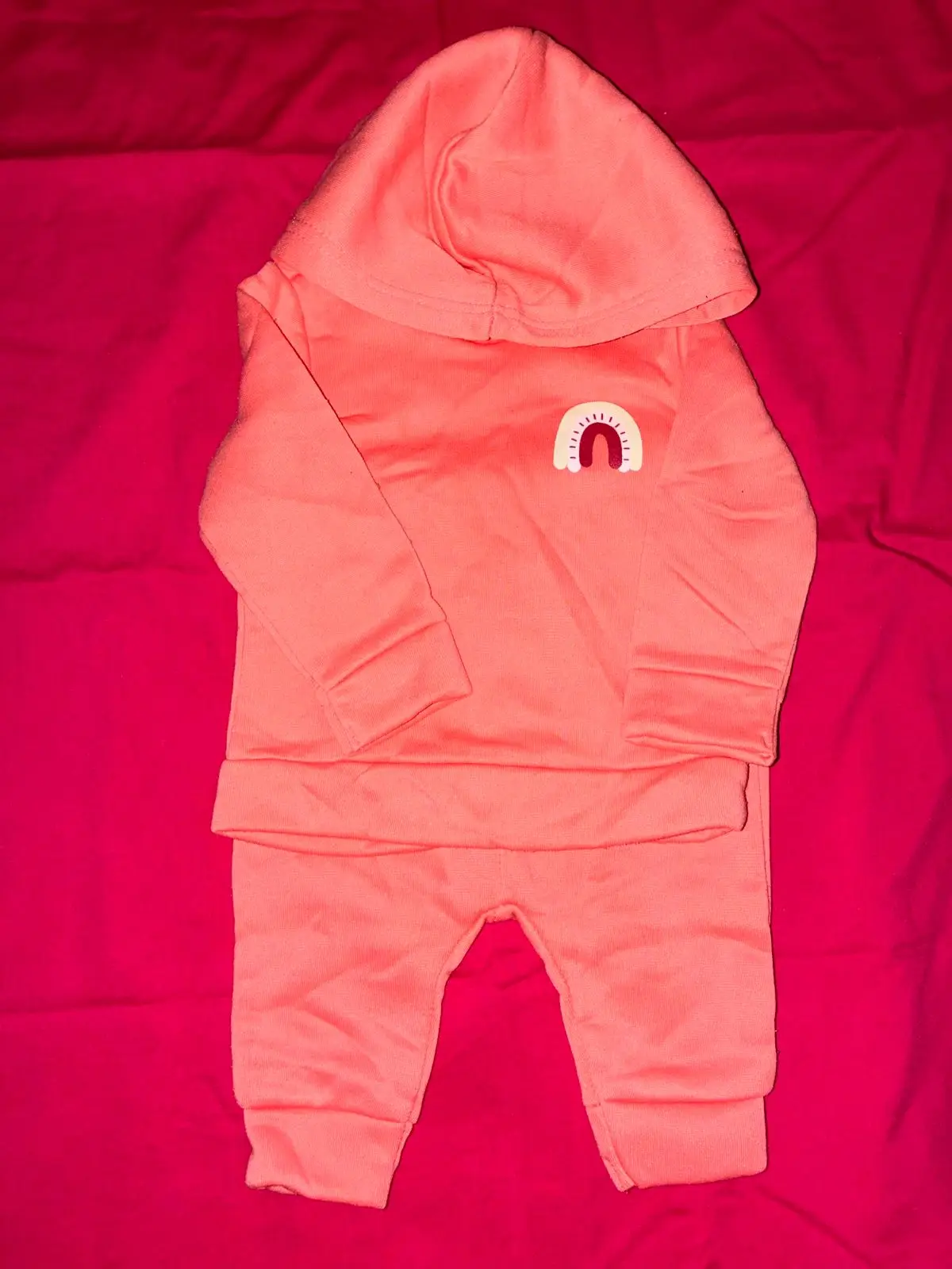 Baby Coral Hoodie and Pants Outfit