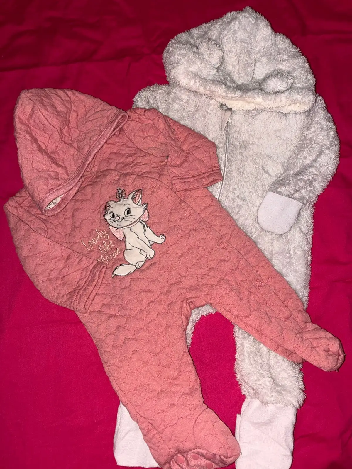 Pink Marie Cat Quilted Baby Playsuit 3-6 Months