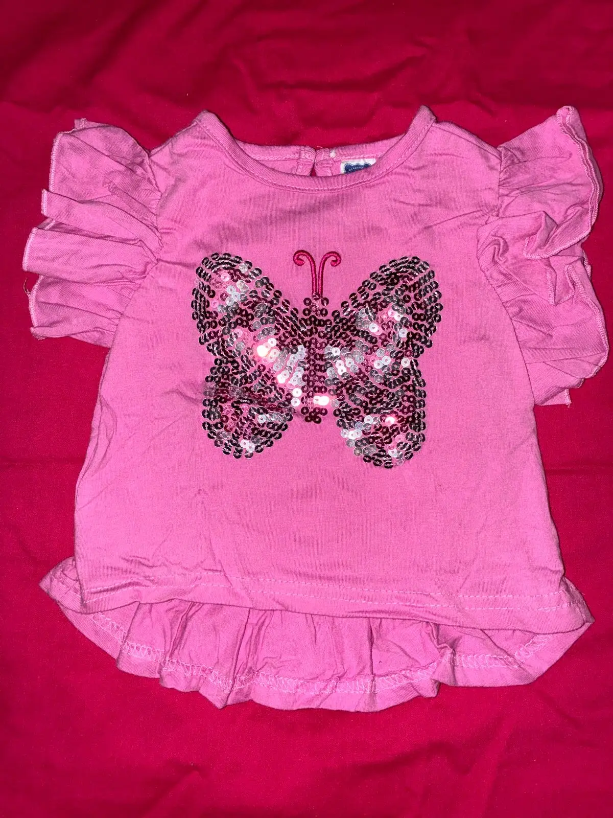 Pink Butterfly Sequin Toddler Top