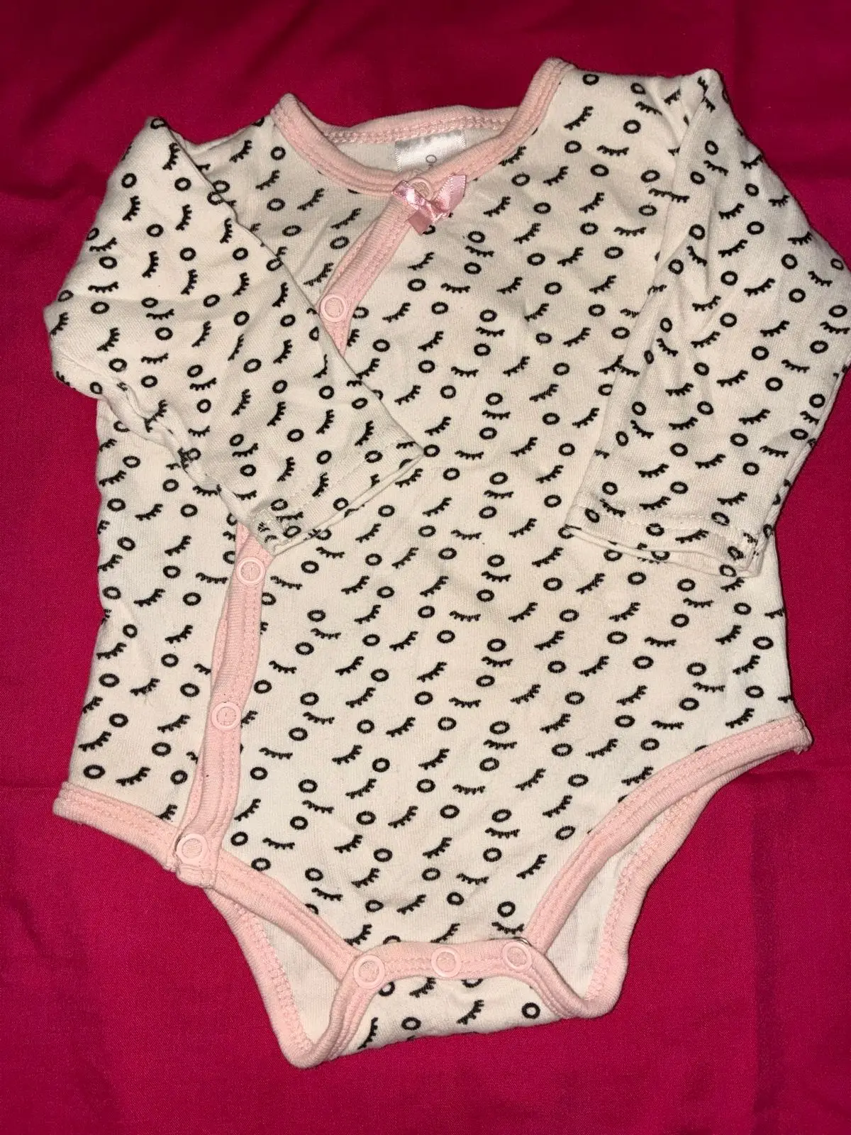 Baby Eyelash Print Long Sleeve Bodysuit