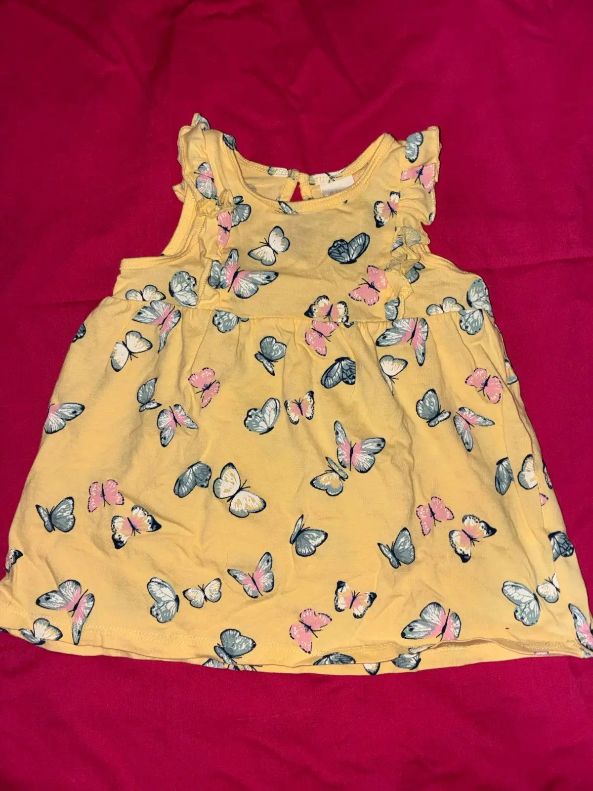 H&M Butterfly Print Yellow Dress 3-6M