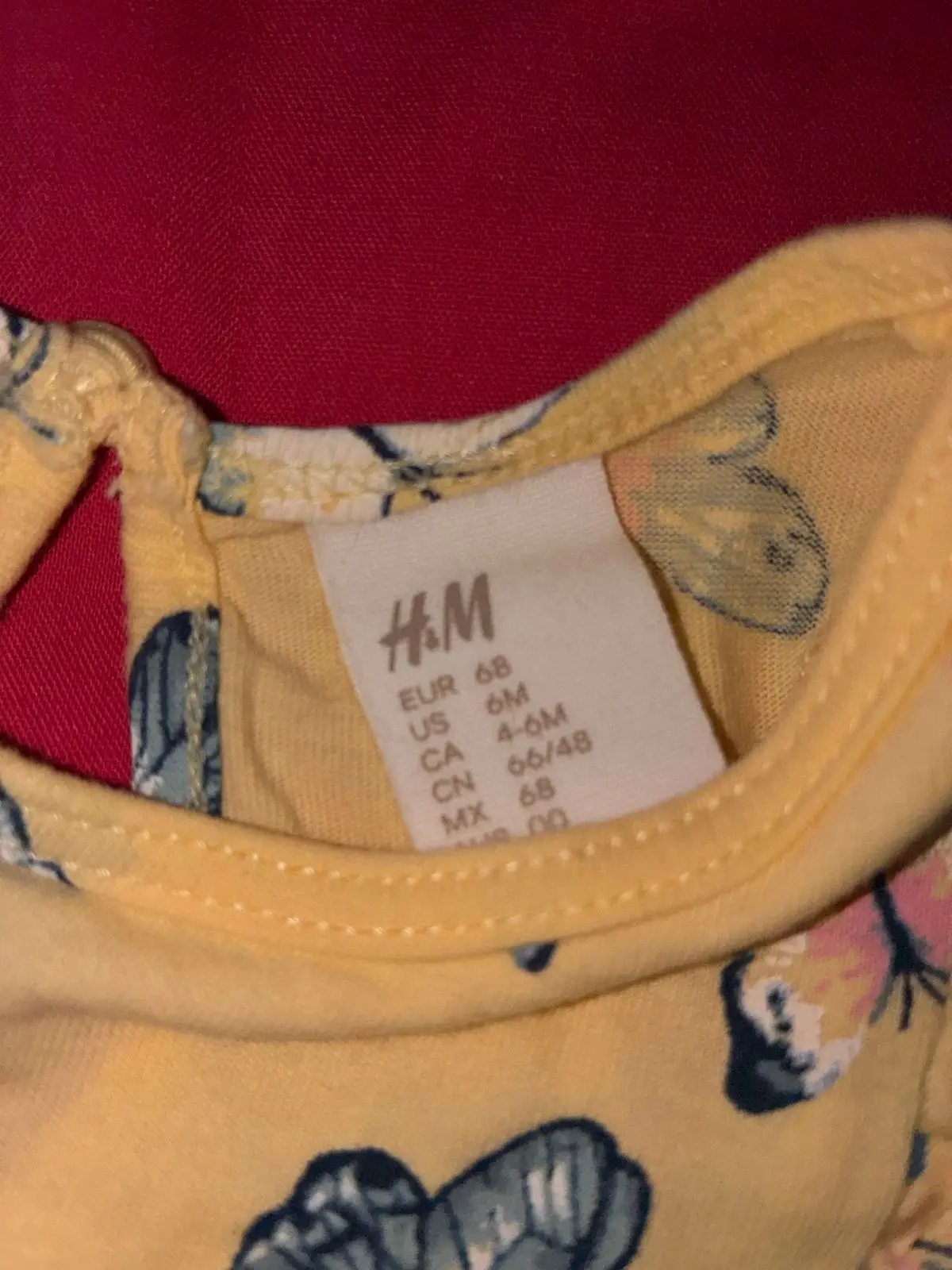 H&M Butterfly Print Yellow Dress 3-6M