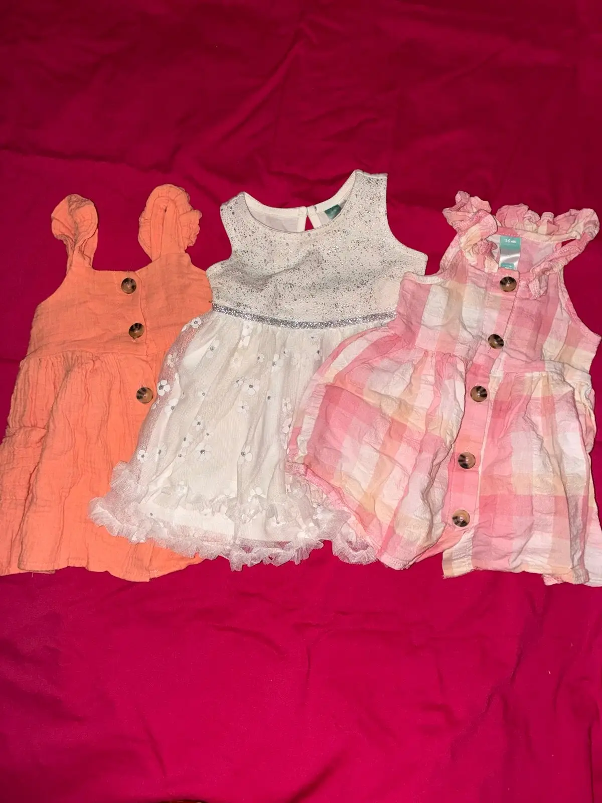 Baby Girls Orange Button-Front Dress