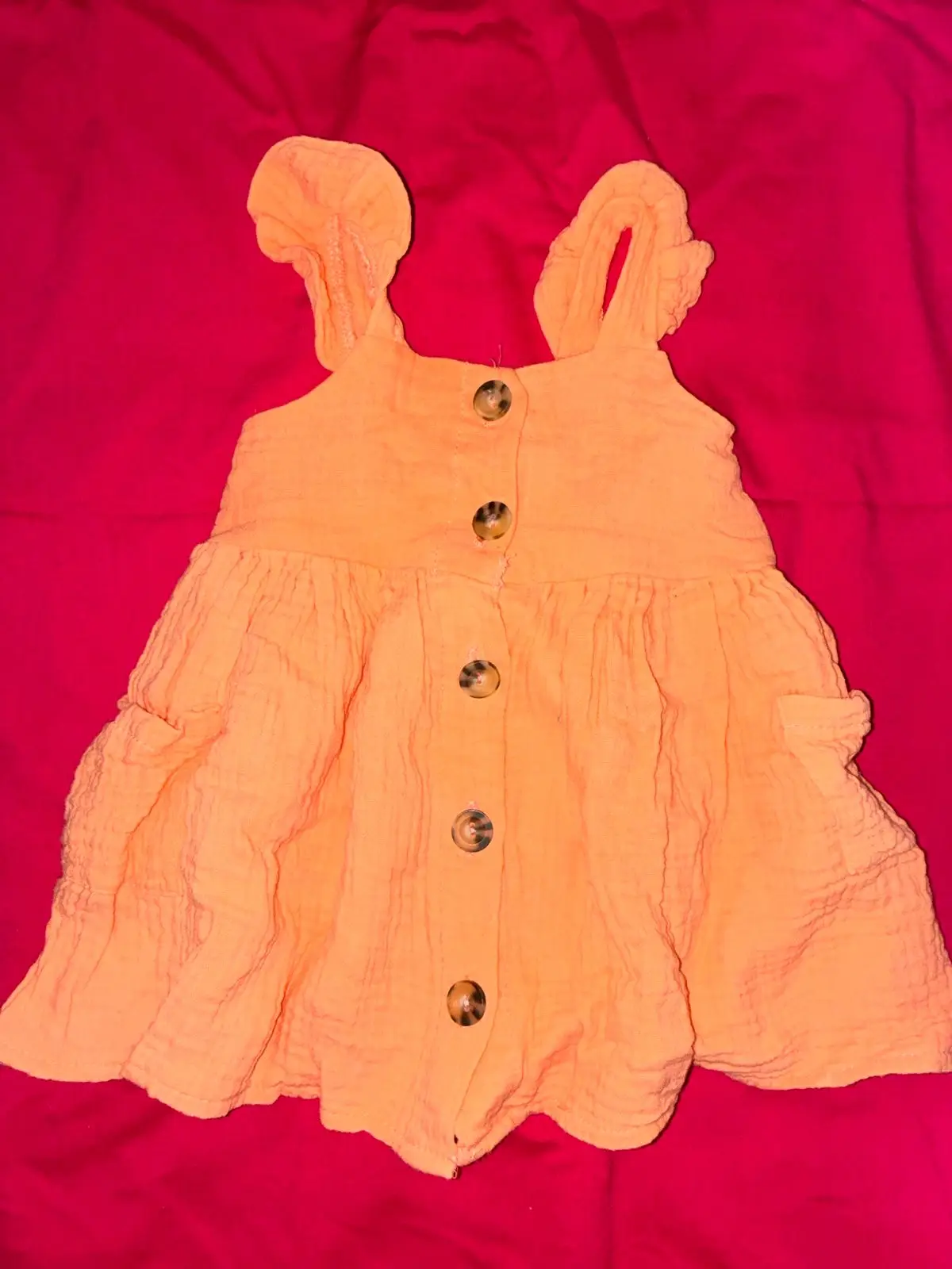 Baby Girls Orange Button-Front Dress