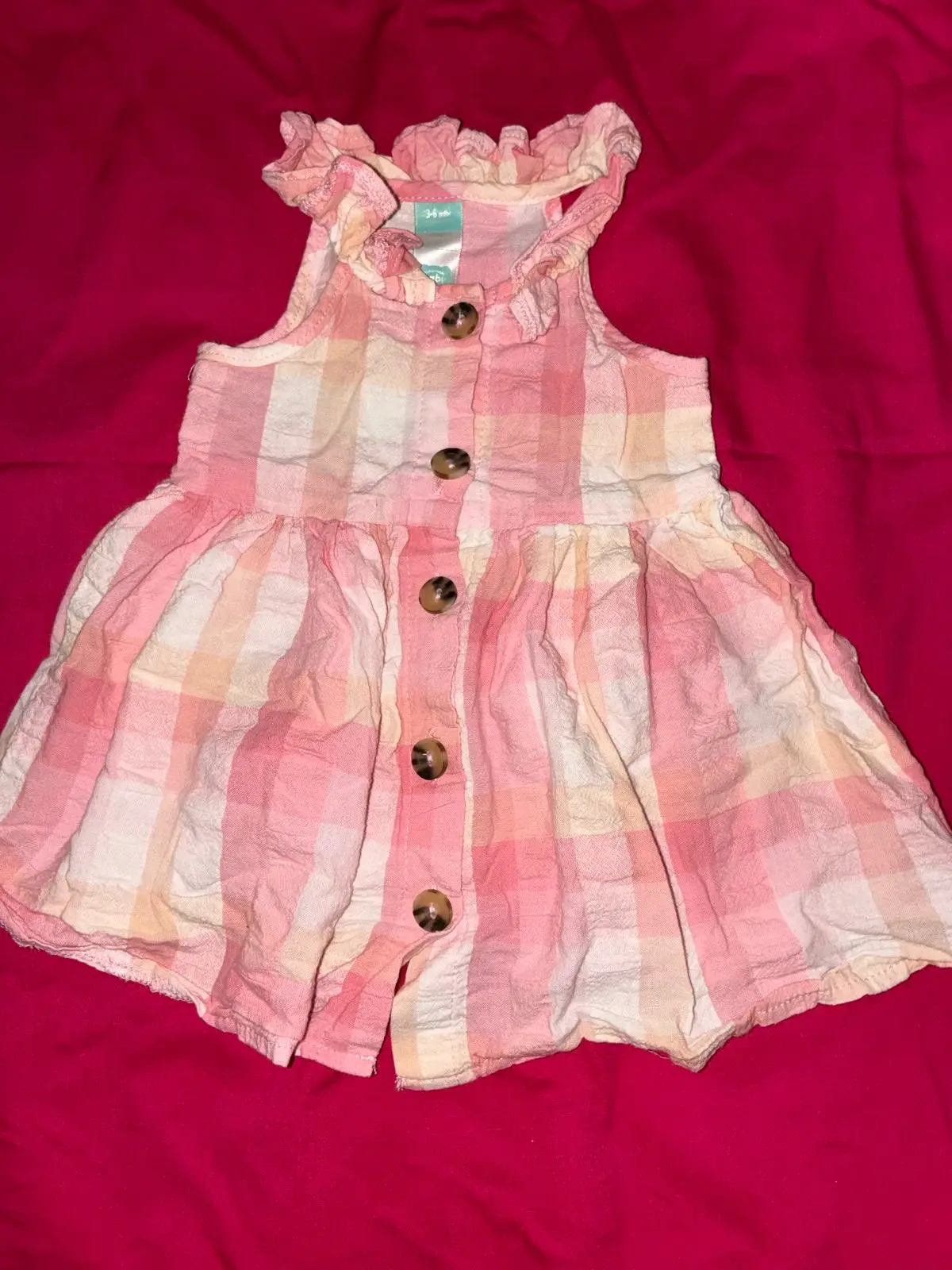 Baby Girls Orange Button-Front Dress