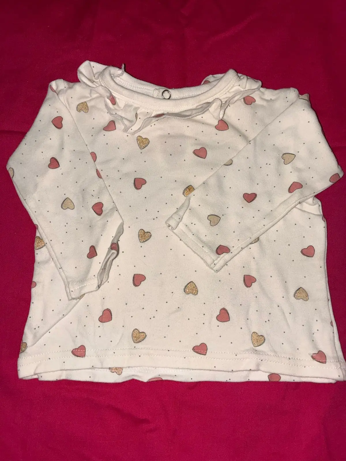 Baby Girls Heart Print Long-Sleeve Top