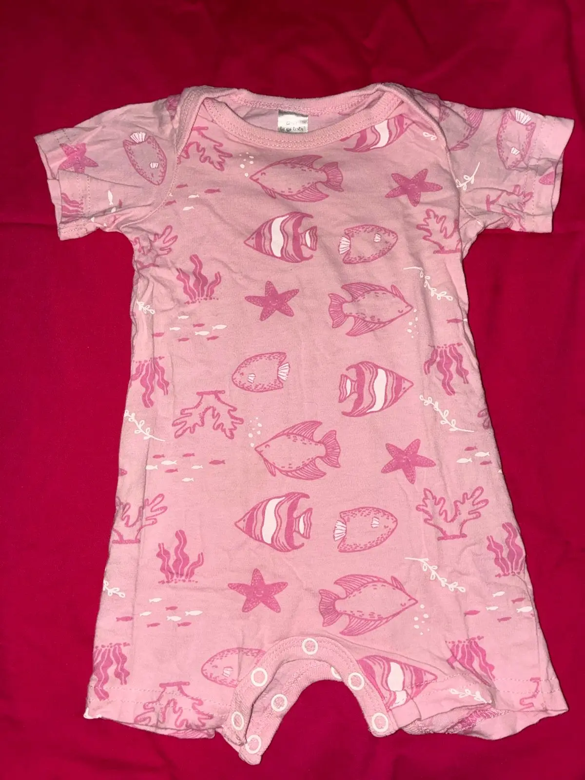 Pink Fish Print Baby Bodysuit