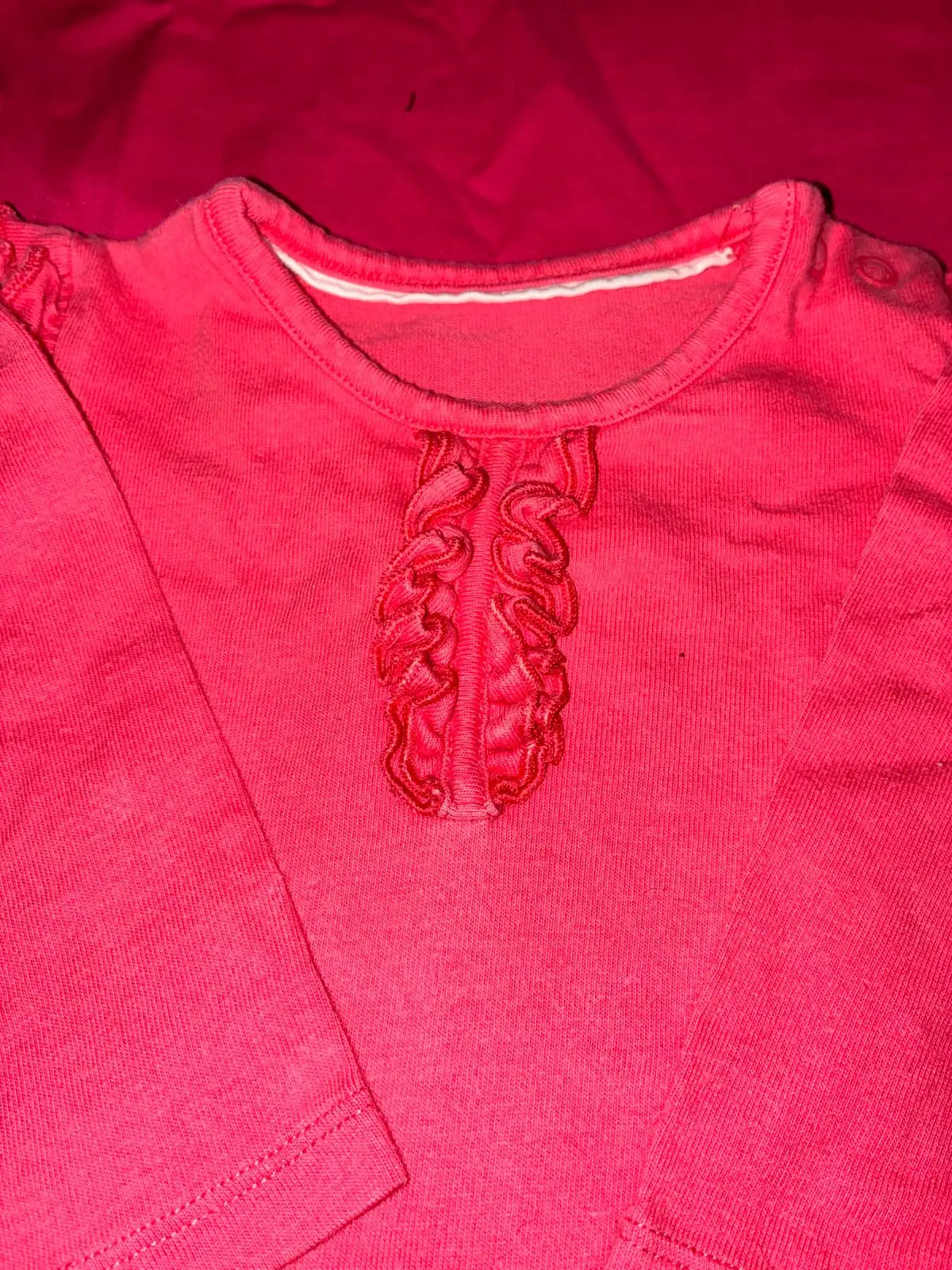 Indigo Baby Pink Long Sleeve Ruffle Top