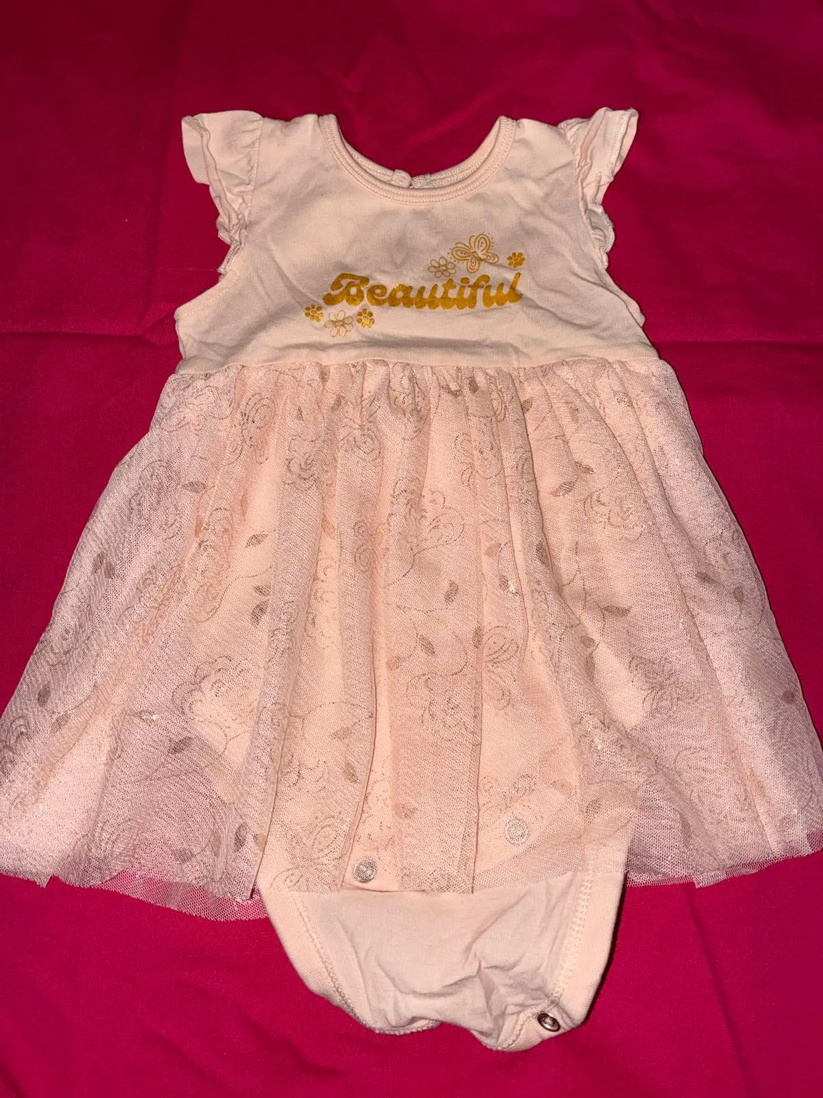 Woolworths Pink Baby Dress with Mesh Overlay 3-6 Months