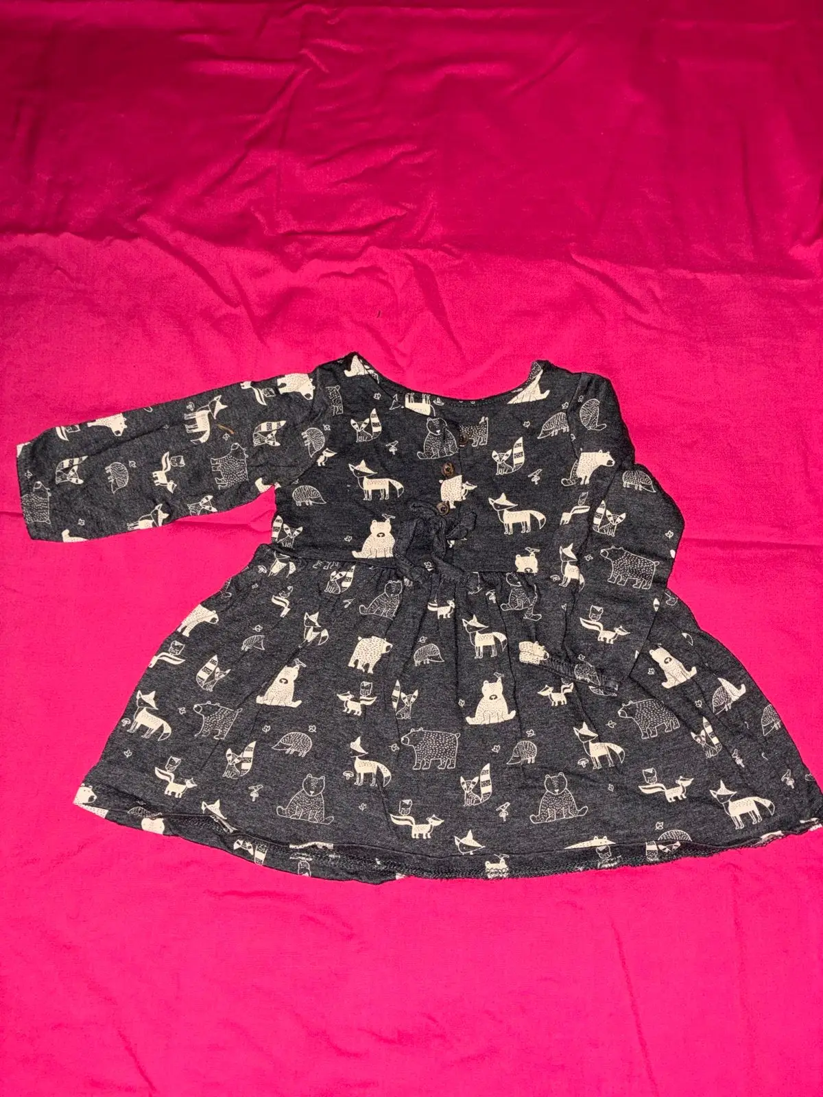 Infant Woodland Animal Print Long-Sleeve Dress