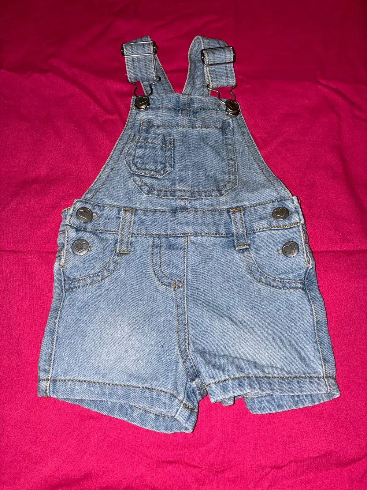 Light Wash Denim Overalls Shorts