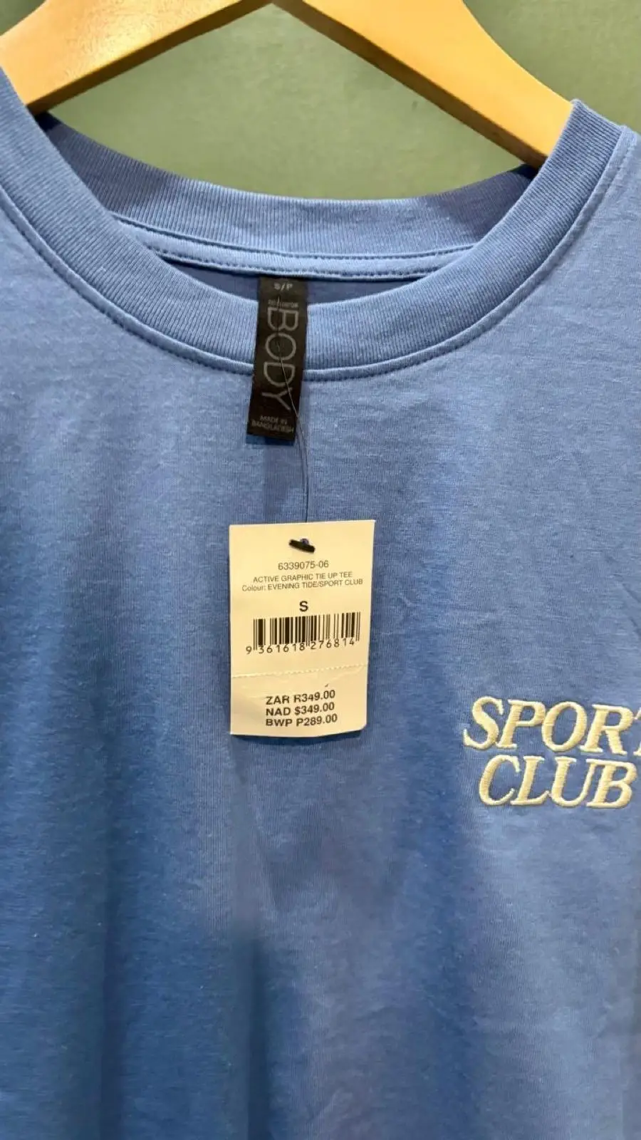 Cotton On Sport Club Crop T-Shirt Blue