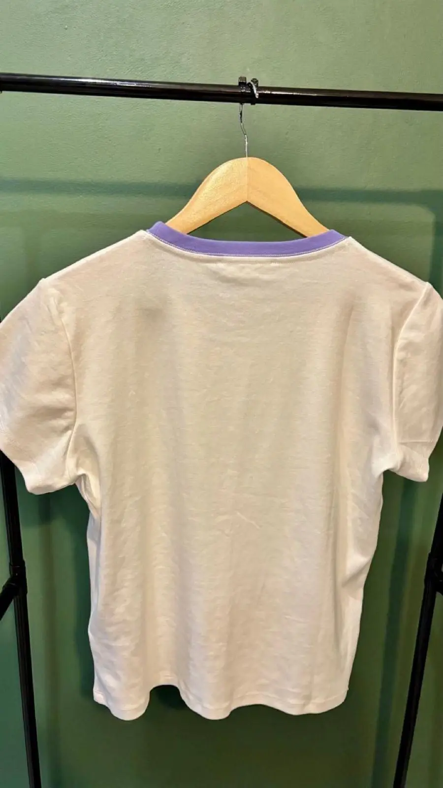 Cotton On White 90s Baby Tee with Purple Collar