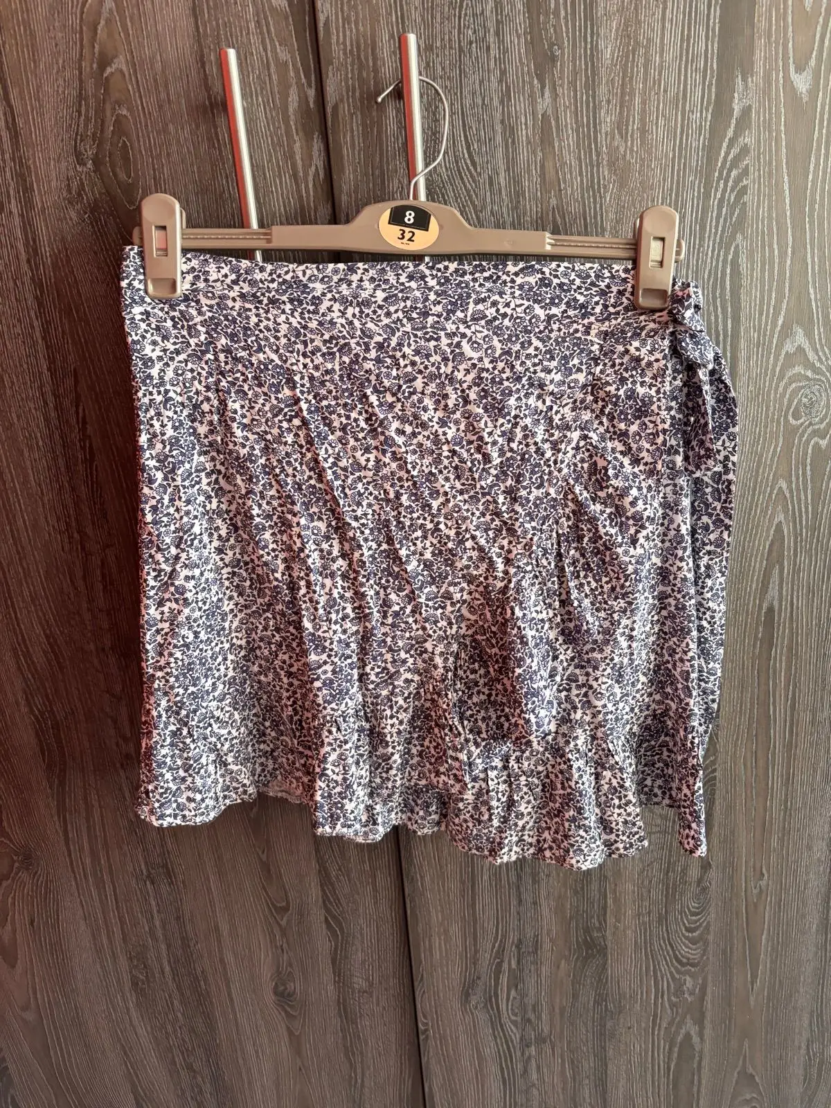 Blue and White Floral Print Skirt