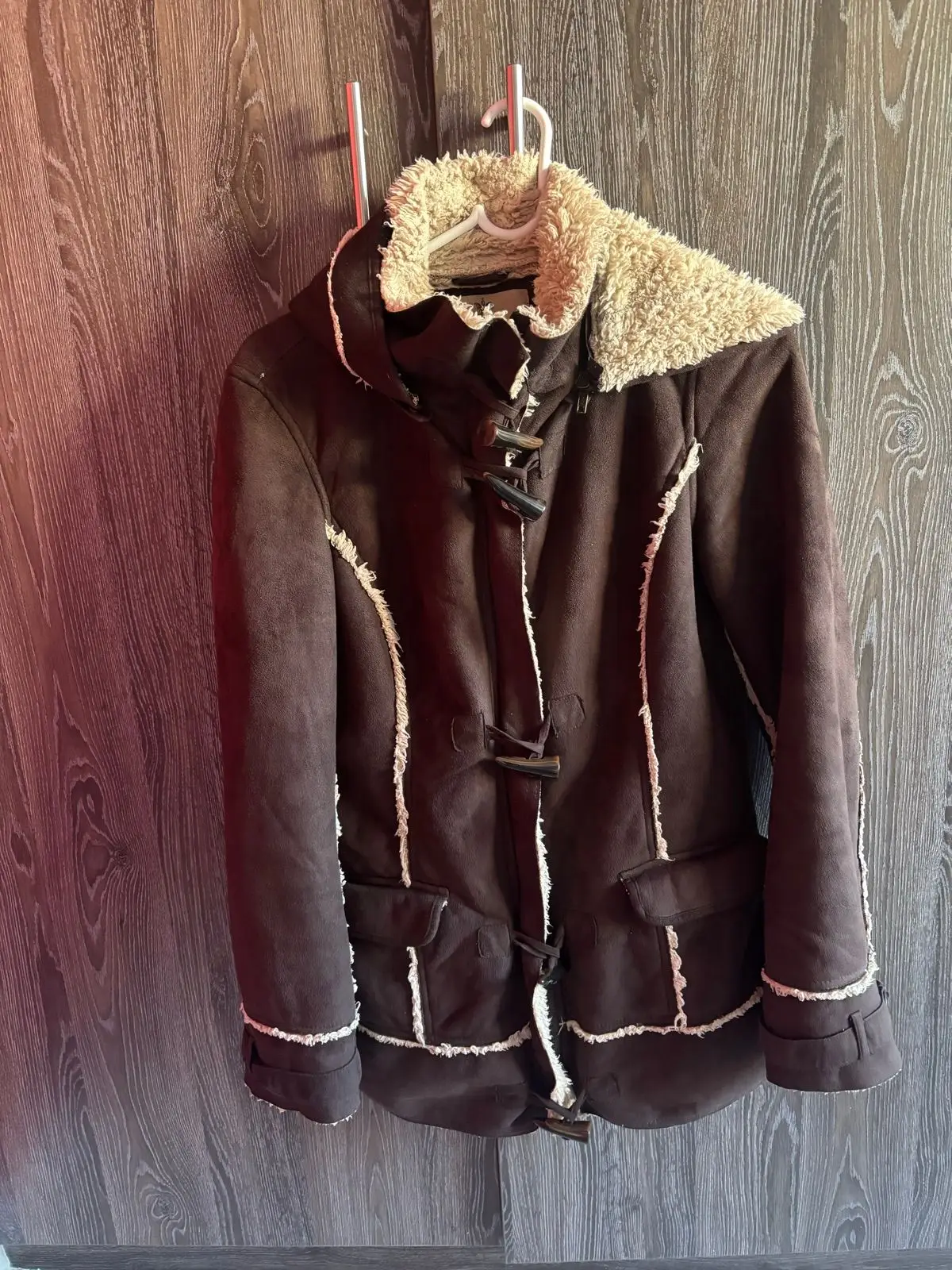 Fresh Made Brown Faux Suede Sherpa Jacket