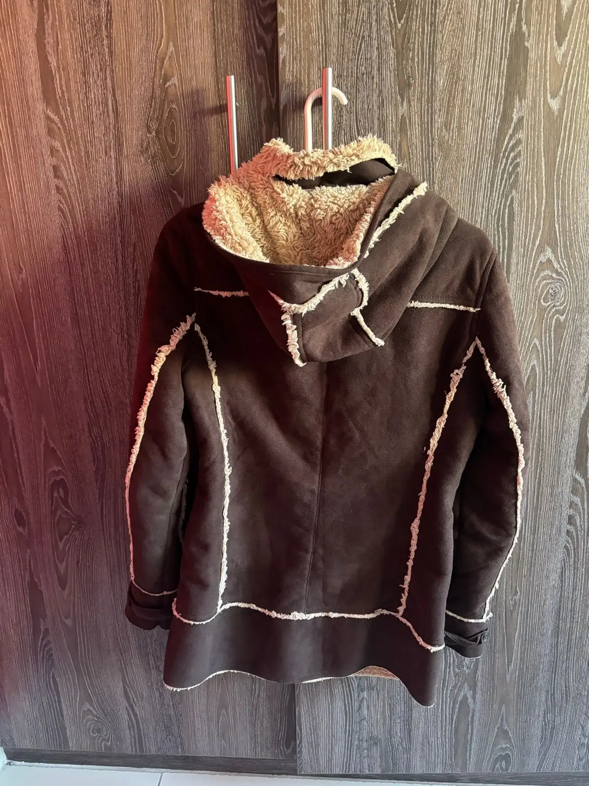 Fresh Made Brown Faux Suede Sherpa Jacket