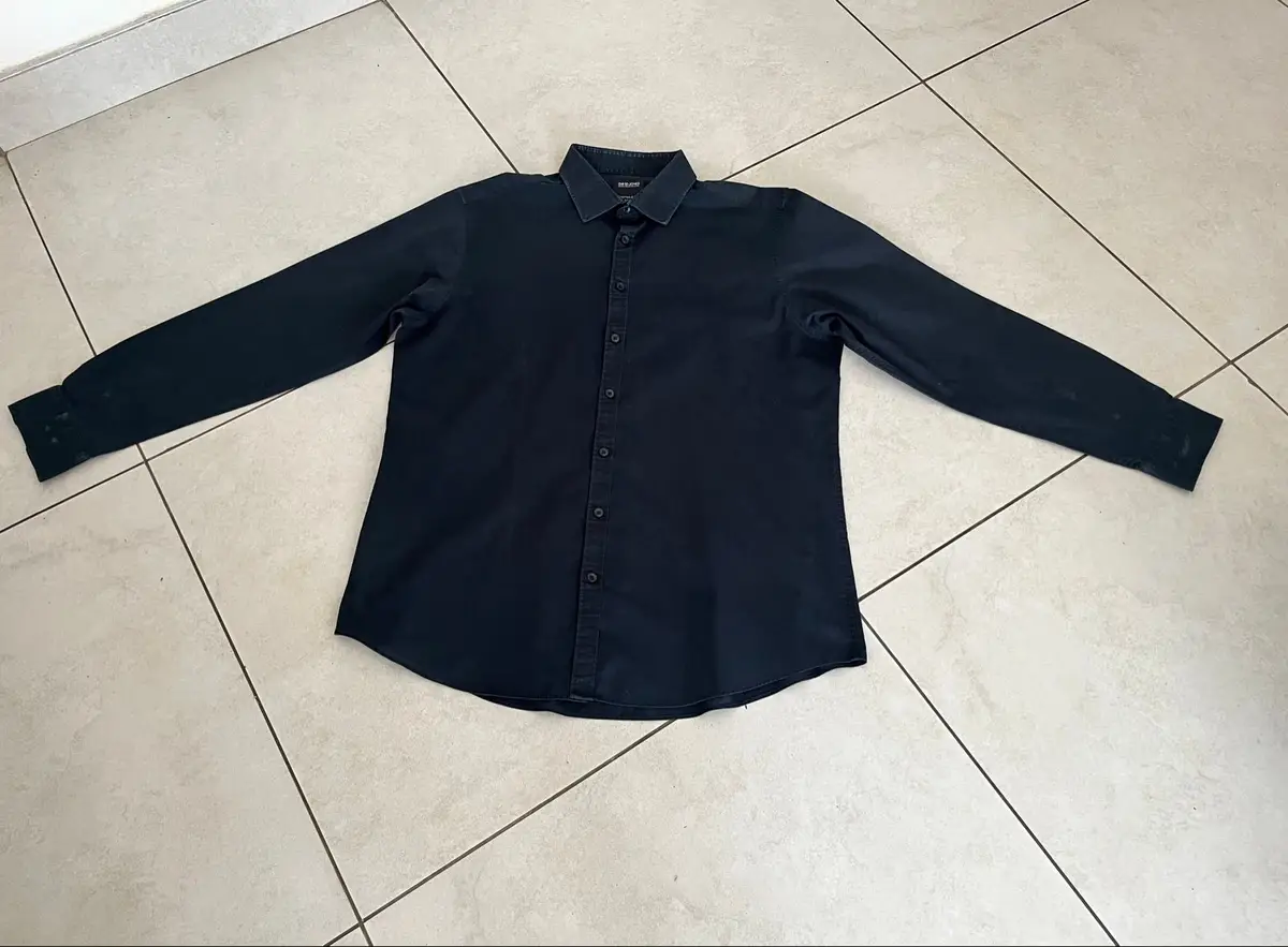 David Jones Black Long-Sleeve Button-Down Shirt