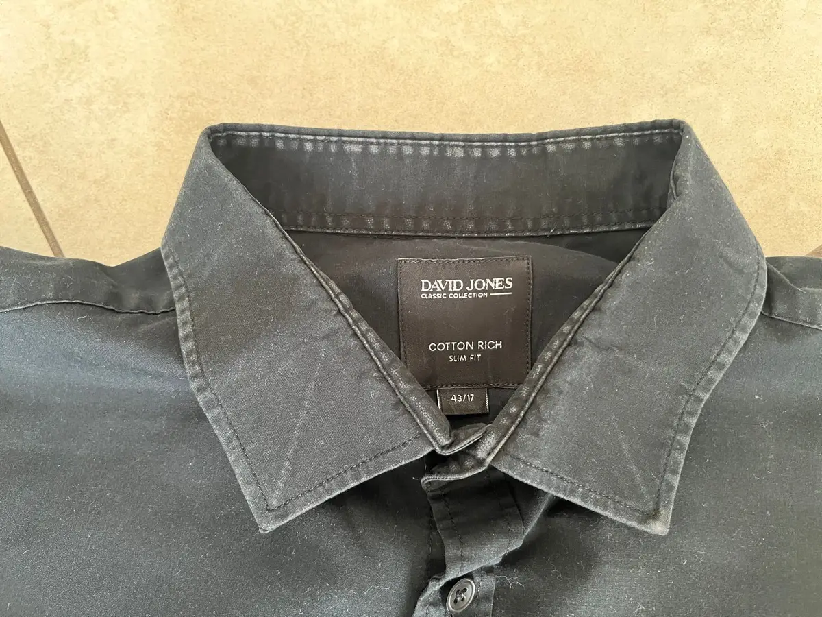 David Jones Black Long-Sleeve Button-Down Shirt