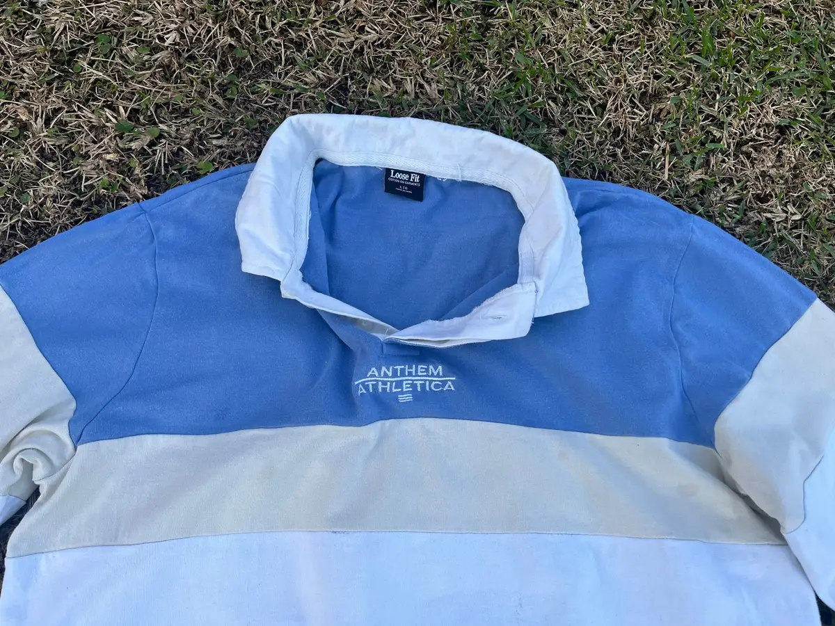 Anthem Athletica Striped Long Sleeve Polo Shirt Blue L