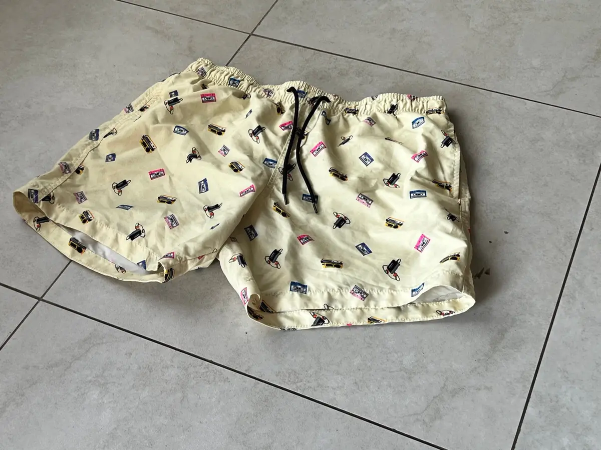 H&M Yellow Cassette Print Shorts