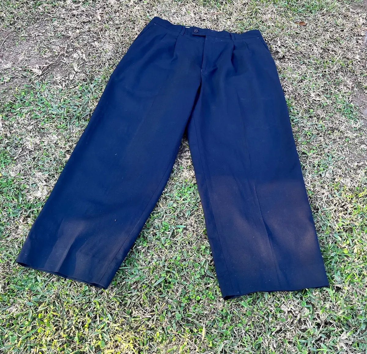 Navy Blue Pleated Trousers