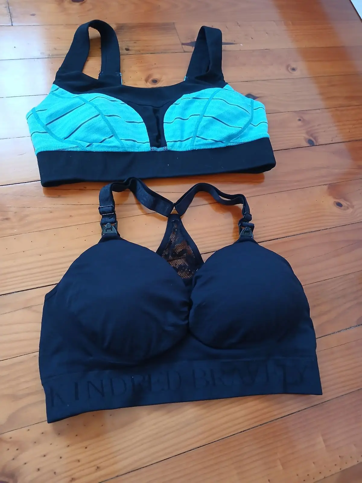 Black and Teal Nursing Sports Bra