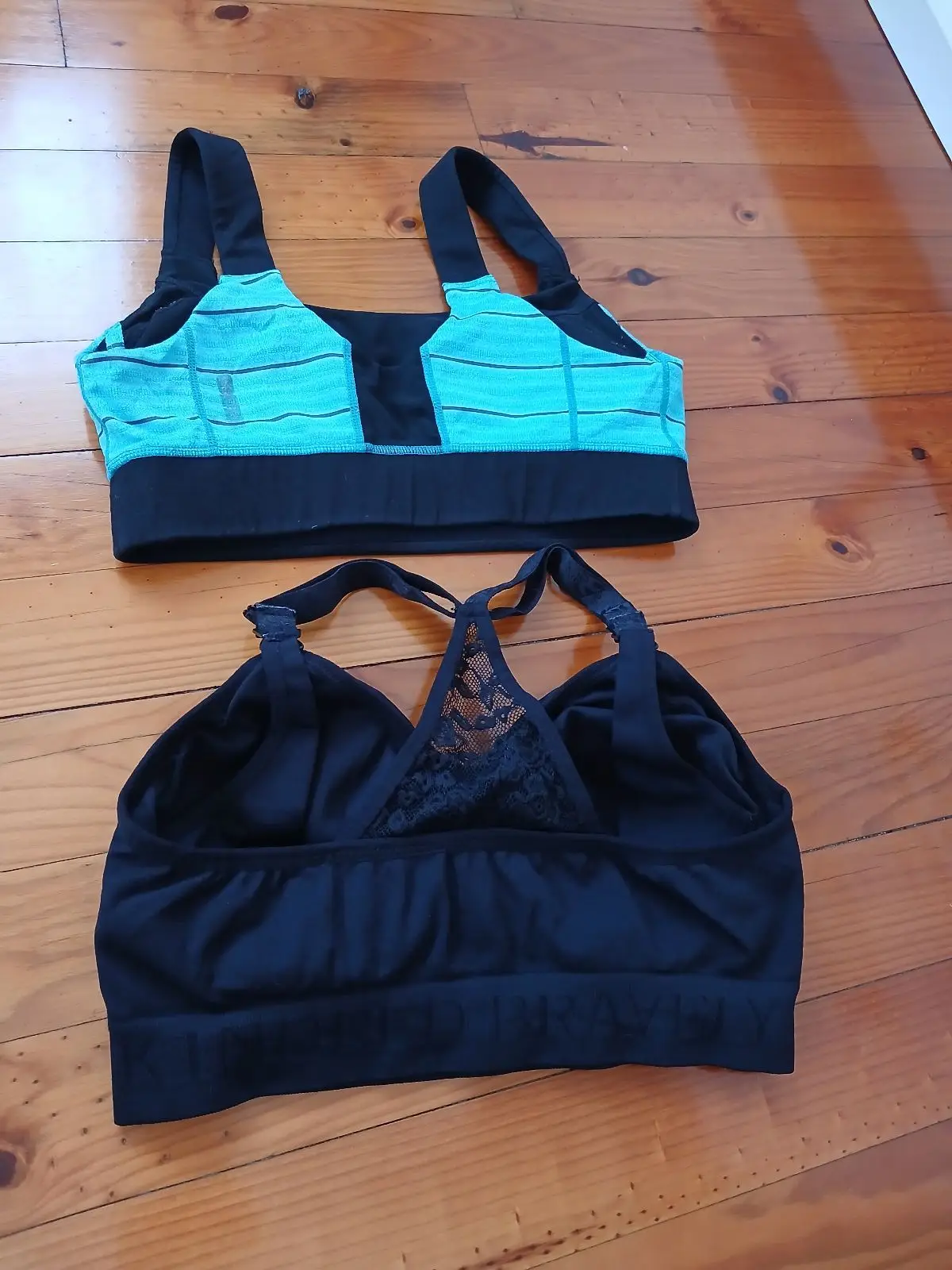 Black and Teal Nursing Sports Bra