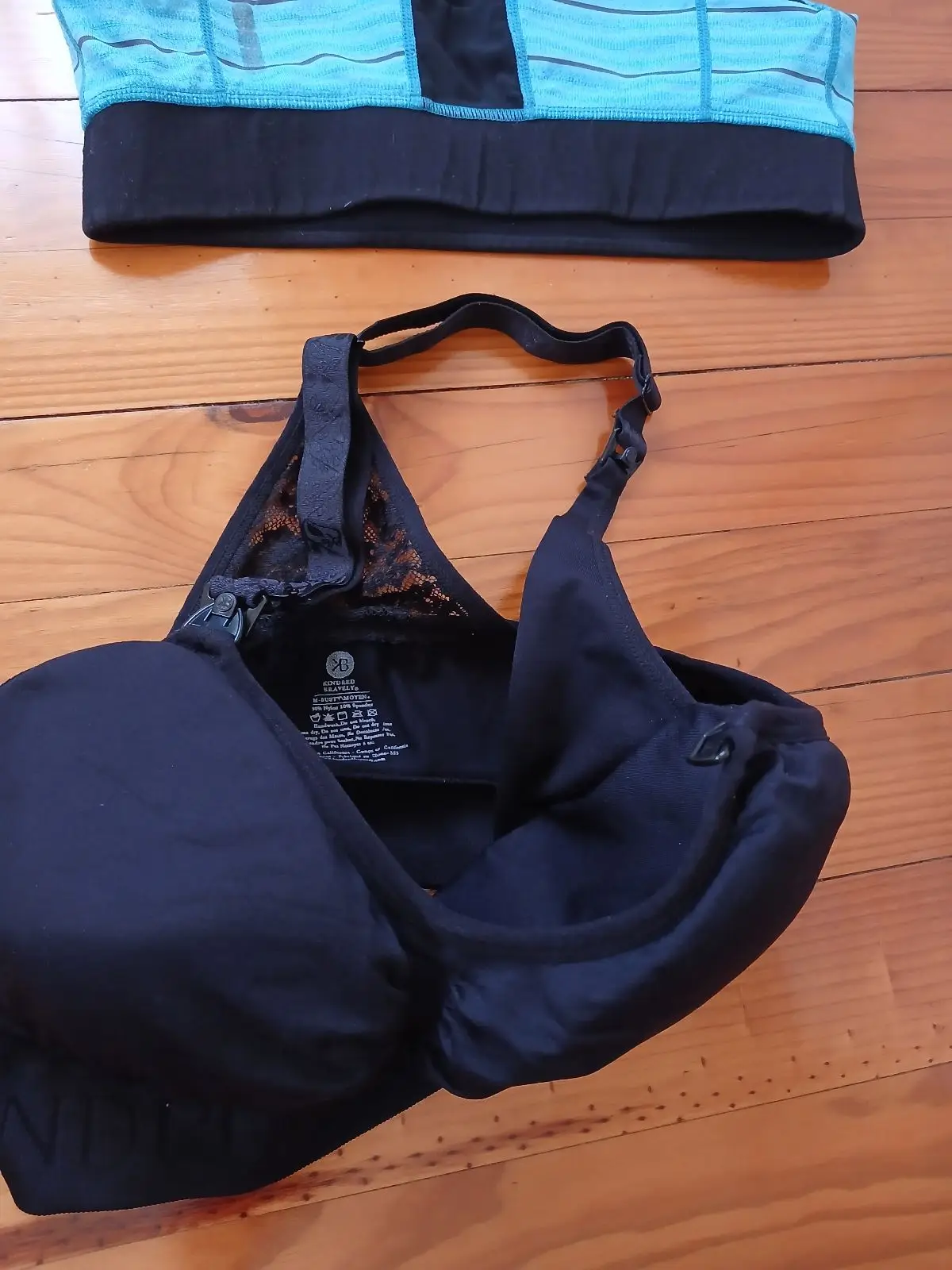 Black and Teal Nursing Sports Bra