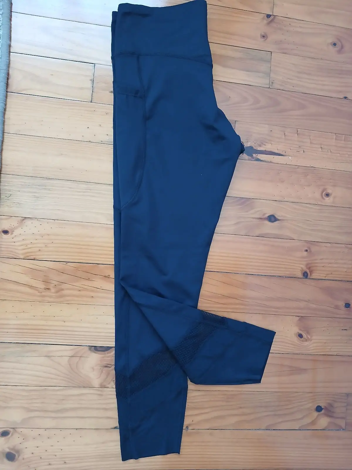 Black Athletic Leggings with Mesh Panels