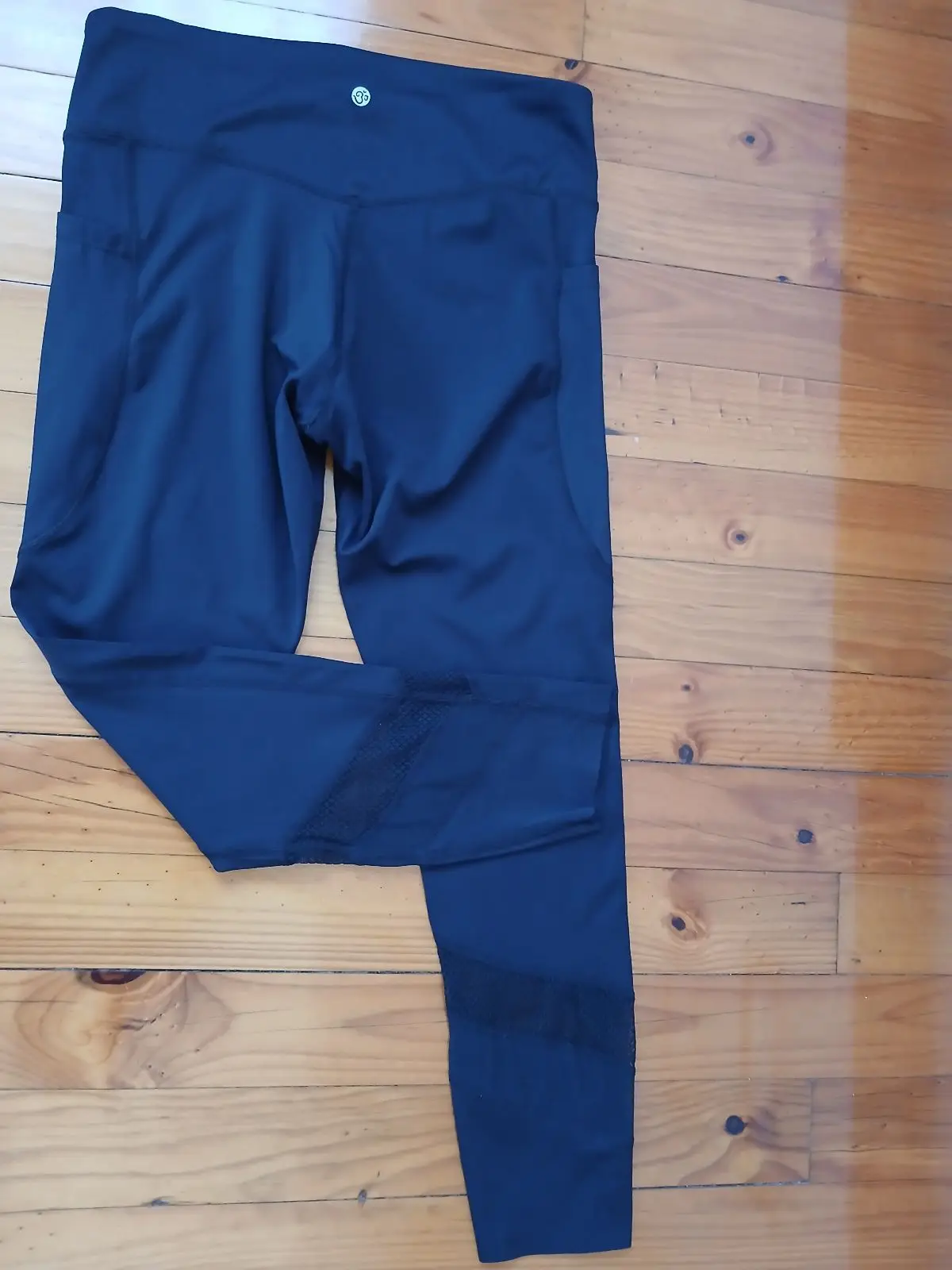 Black Athletic Leggings with Mesh Panels