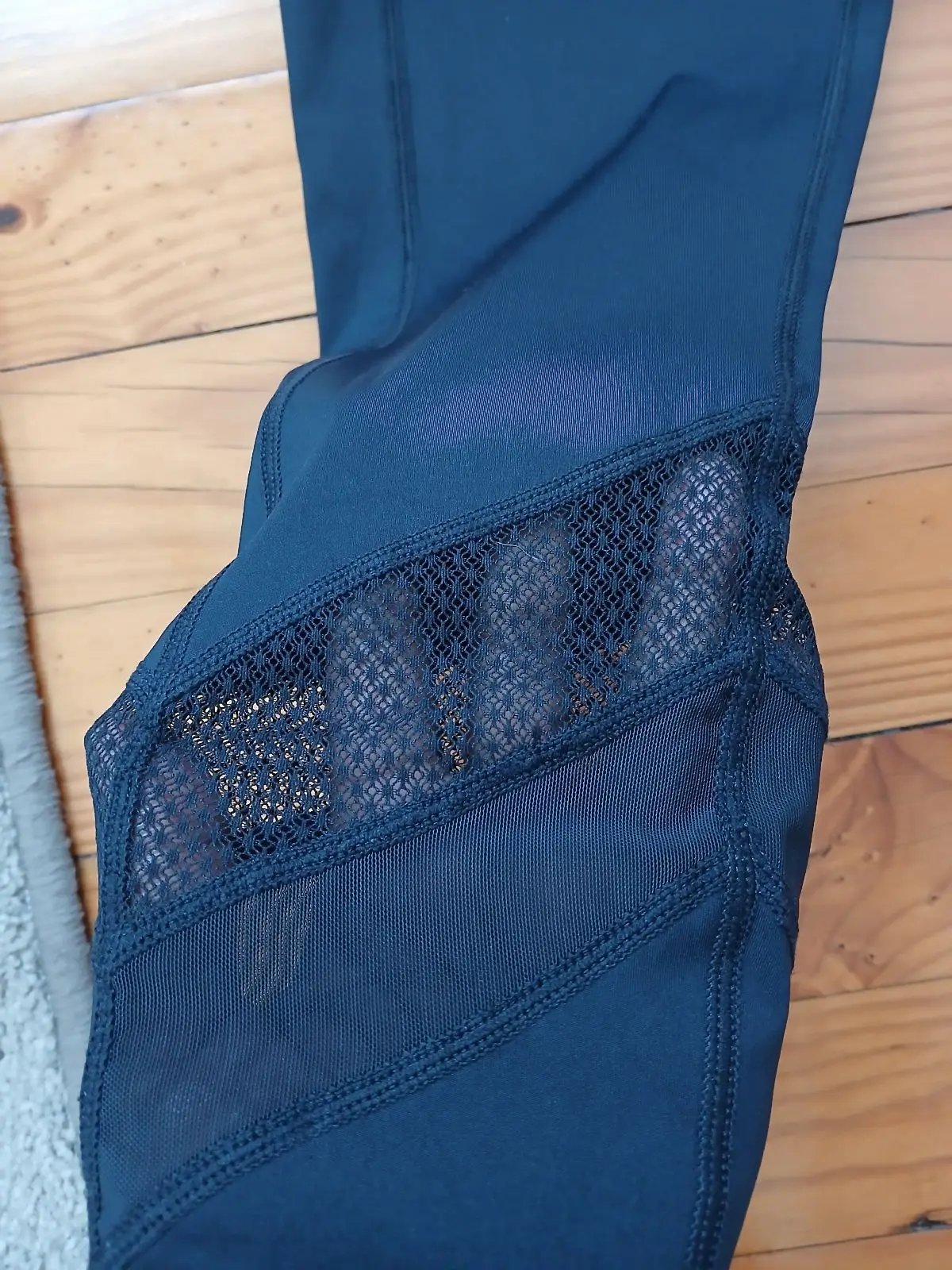 Black Athletic Leggings with Mesh Panels
