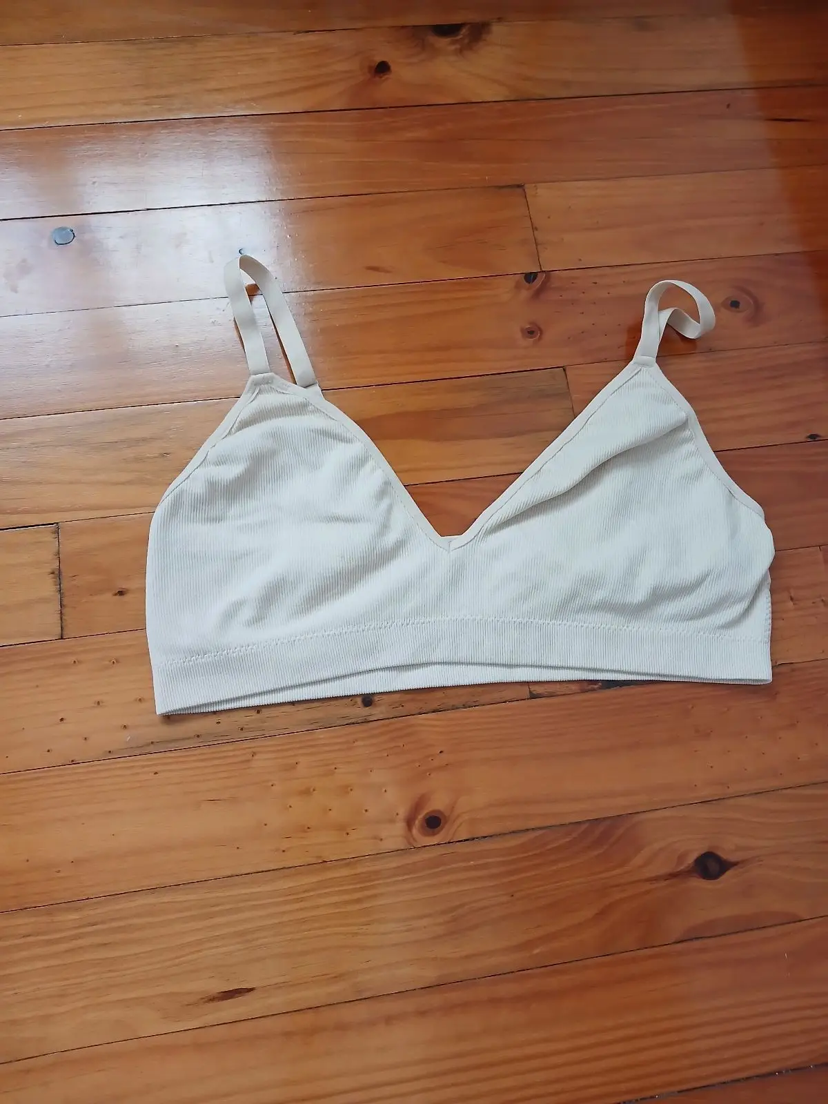 Cream Ribbed Bralette