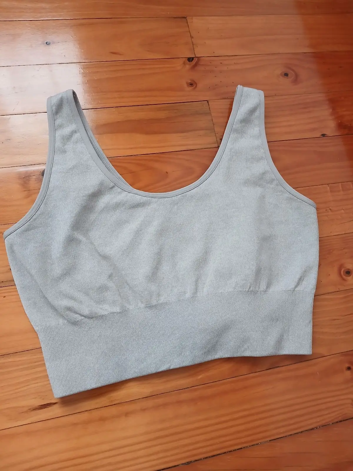 Grey Ribbed Crop Top