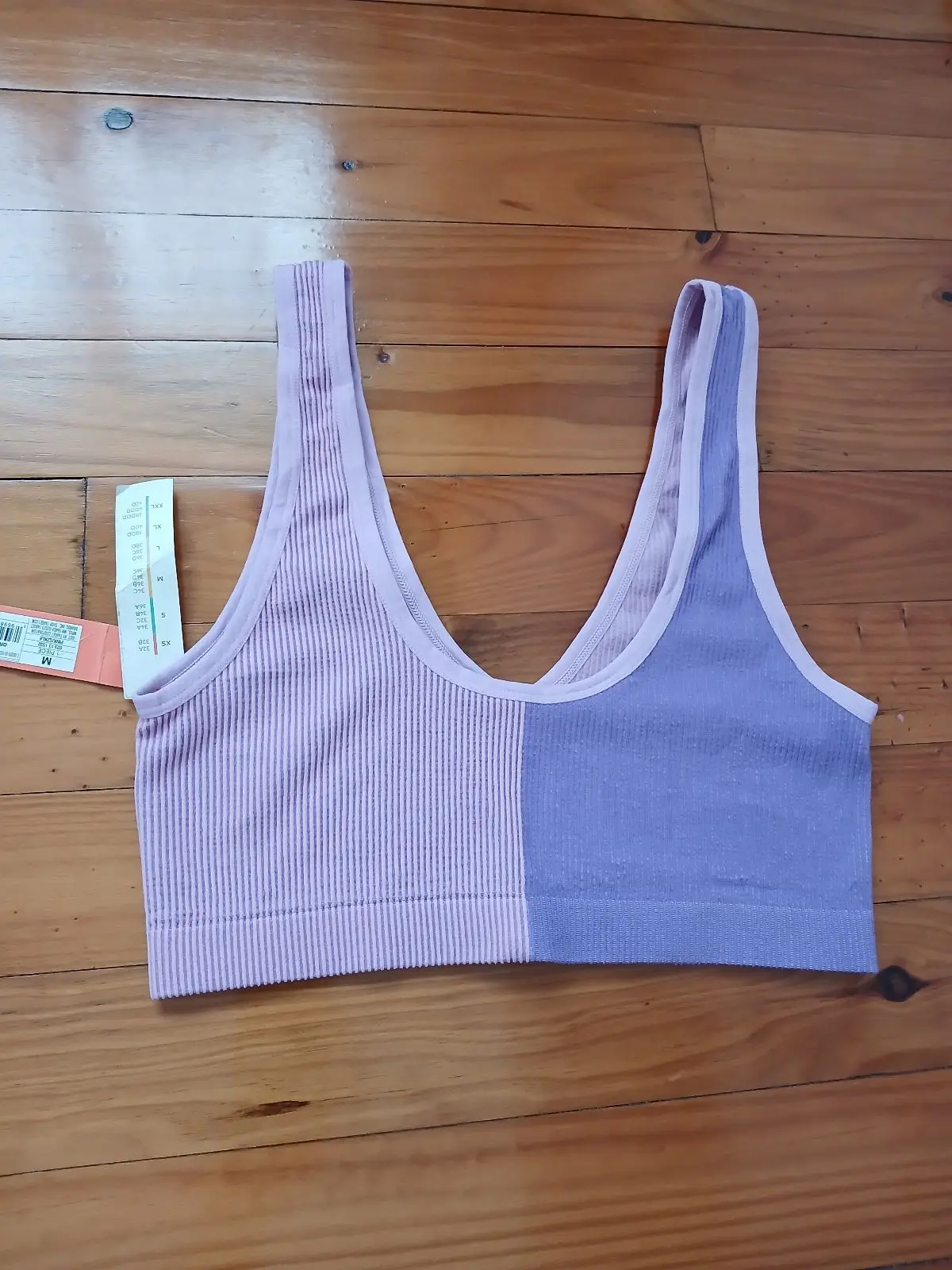 Ribbed Two-Tone Purple Sports Bra