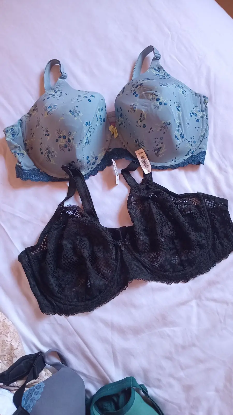 Blue Floral Print Bra Size 46DD