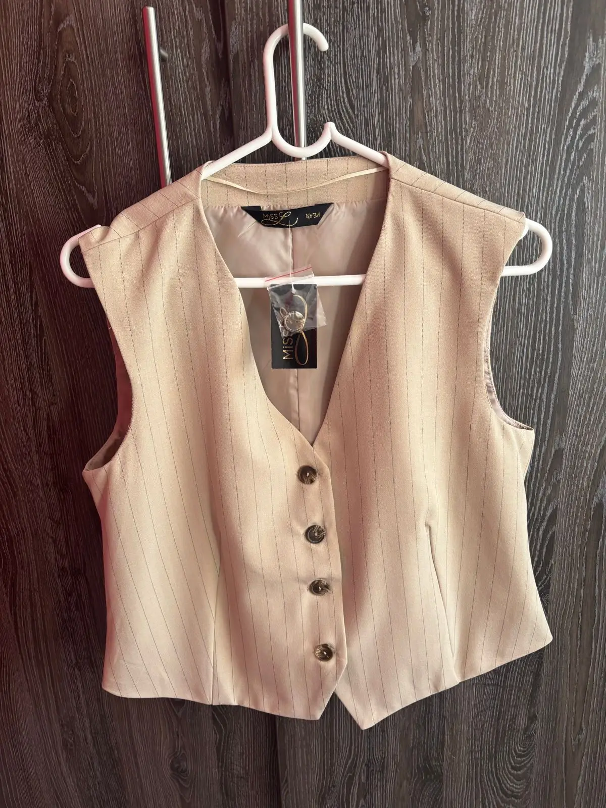 Legit Miss G Beige Pinstripe Waistcoat