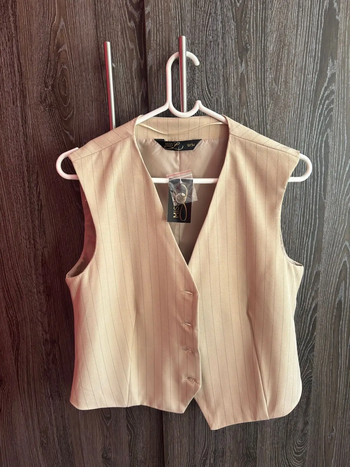Miss G Beige Pinstripe Waistcoat