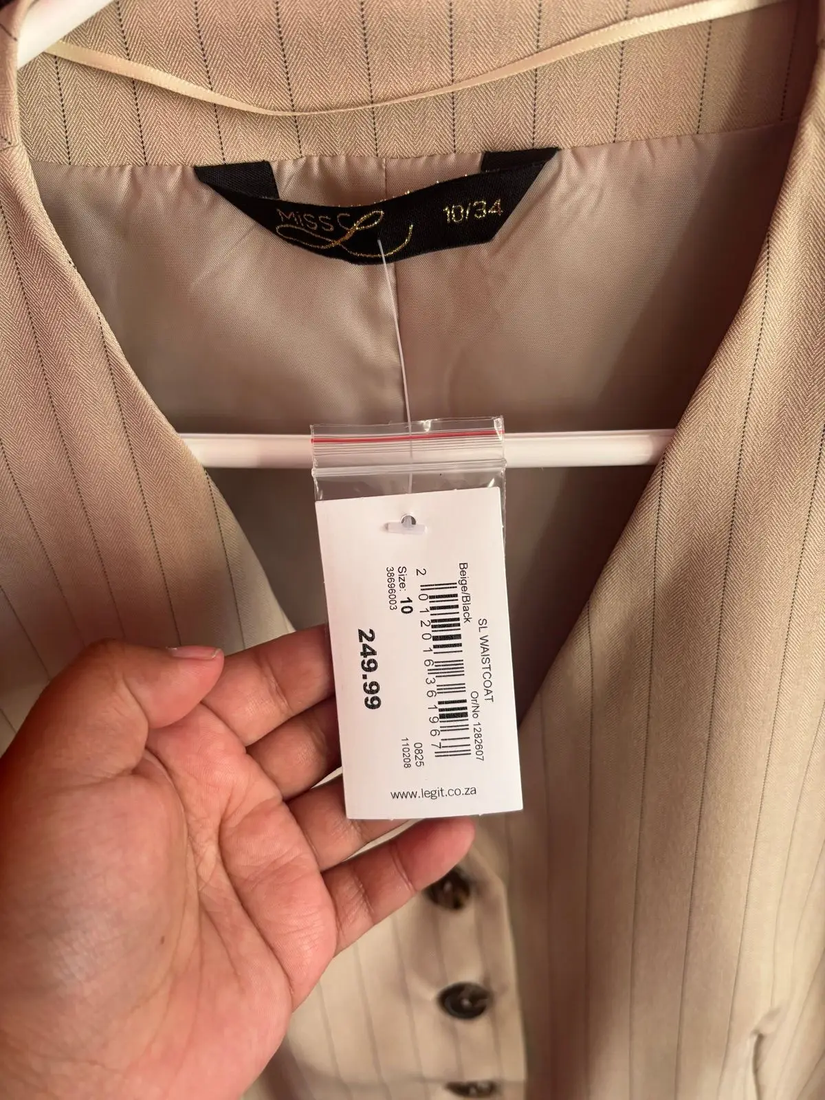 Miss G Beige Pinstripe Waistcoat