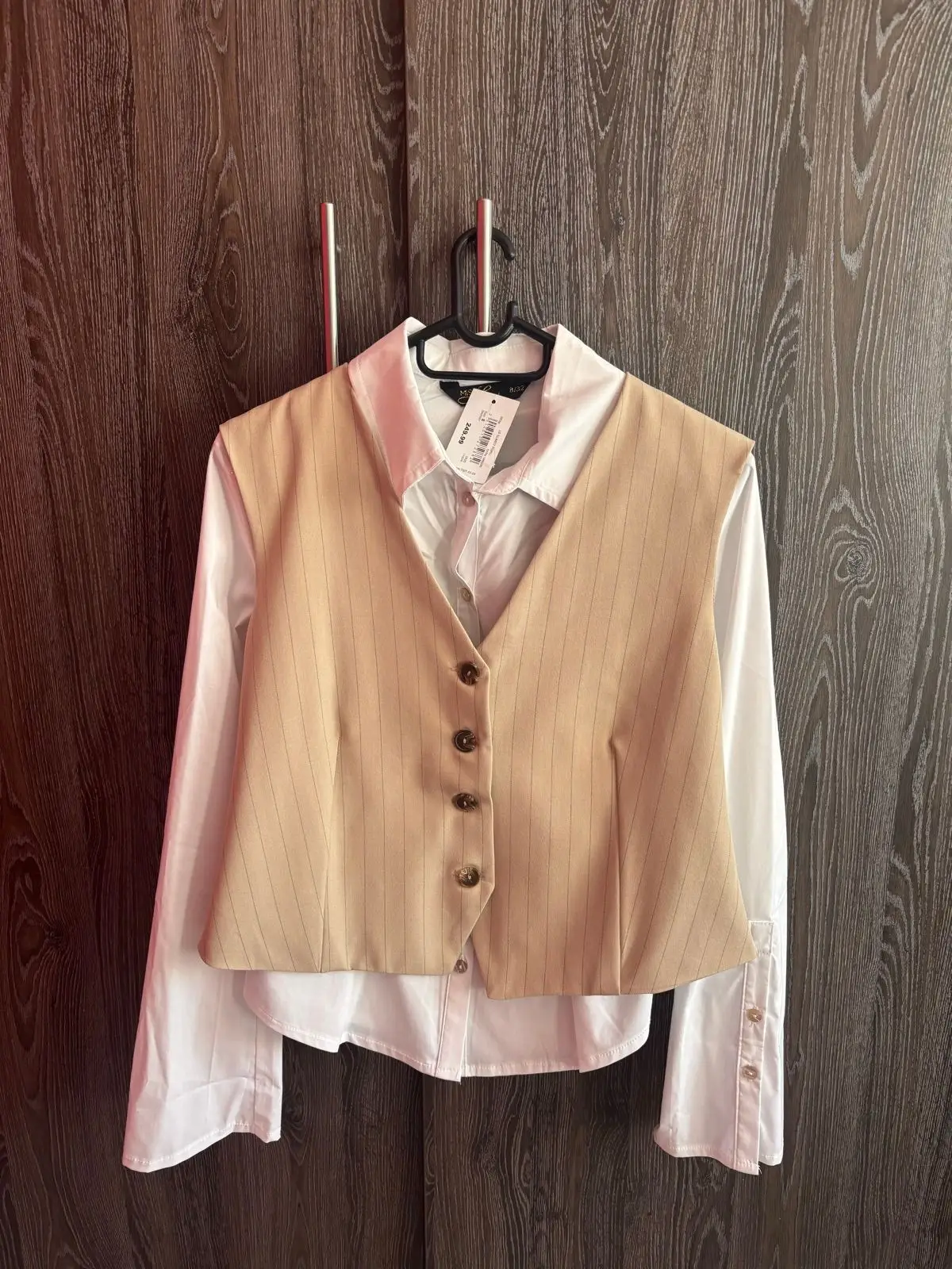 Legit Missi Layered Pinstripe Waistcoat and White Shirt Set