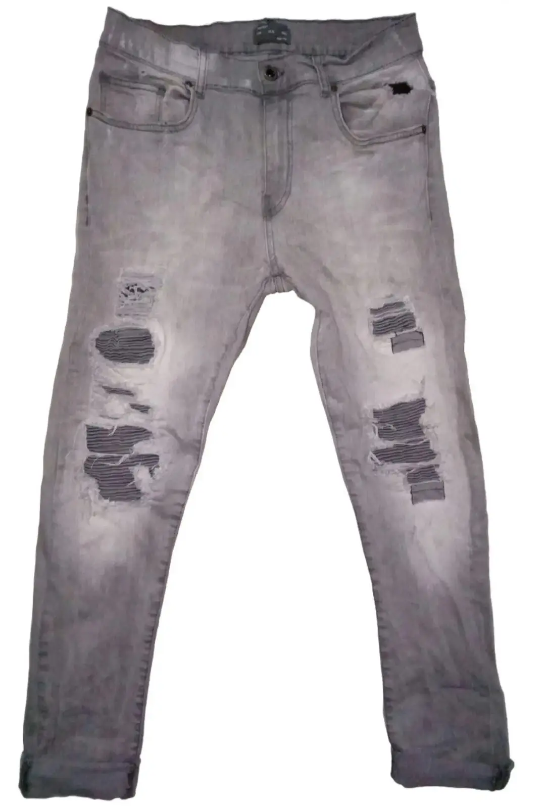 Zara Grey Distressed Denim Jeans