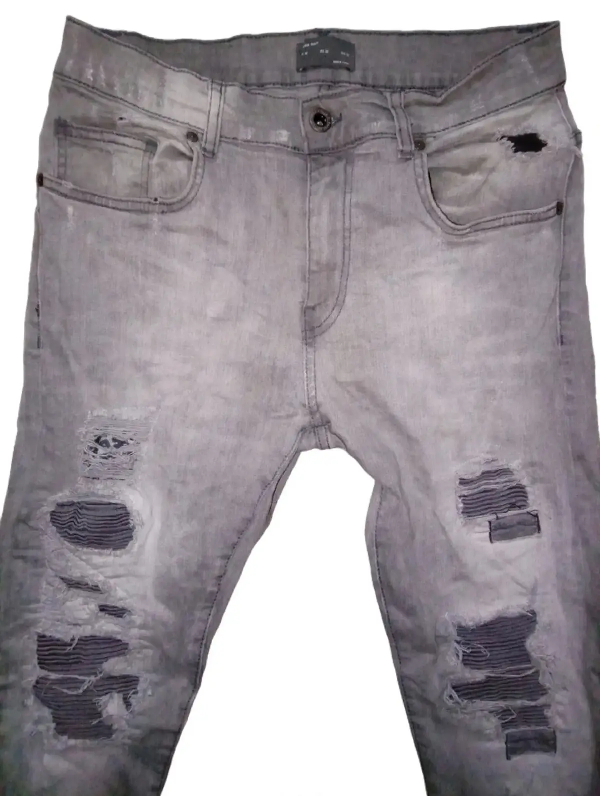 Zara Grey Distressed Denim Jeans